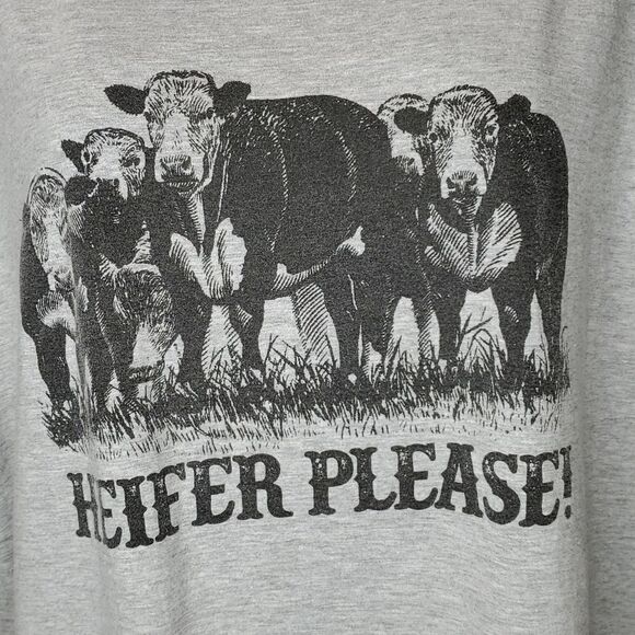 Heifer Please! Gray Ladies Tshirt Tee, Sz 2XL, Novelty Fun - Picture 2 of 4
